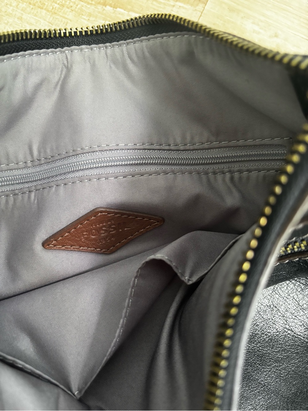 Fossil Black Leather Crossbody with Brown Logo Tab - Picture 8 of 10